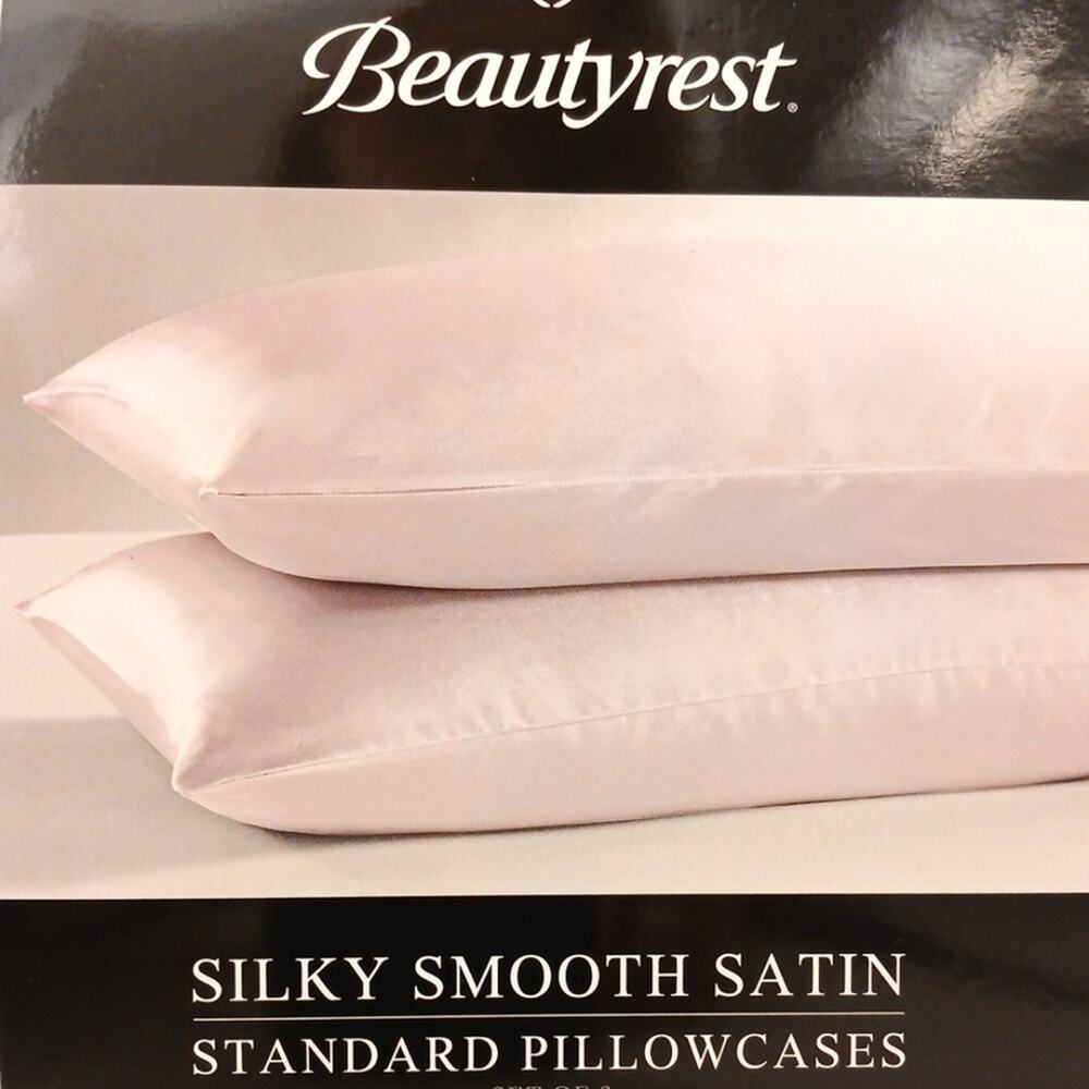 2 Pc Beautyrest STANDARD Satin Pillowcases Pastel MAUVE Silky Therapy Hair Skin